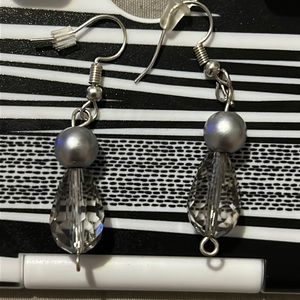 Homemade Silver Crystal Earrings